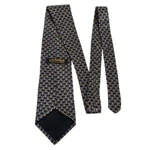Raphael Mens Luxury Silk Tie Black Gold Pattern Handmade Roma Milano Necktie